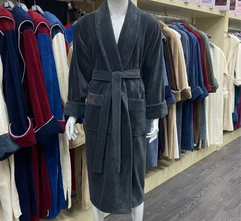 Халат мужской трига шалька "AMBIELLA  A-1160" антрацит, 2XL