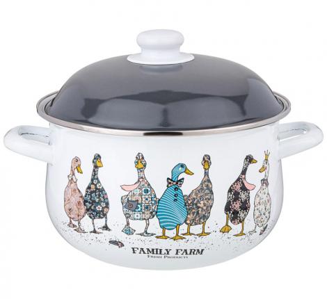 Кастрюля эмалированная с крышкой "FAMILY FARM", 3.6 л