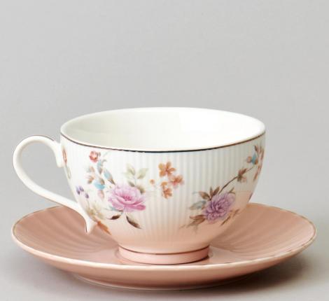 Чайный набор "ВРЕМЕНА ГОДА" 42-573 на 6 персон, 12 предметов (250 мл), розовый