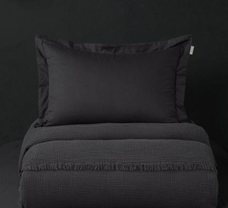 Постельное белье с покрывалом "Kazanov.A." Stonewash Muslin (графит) Муслин, Евро
