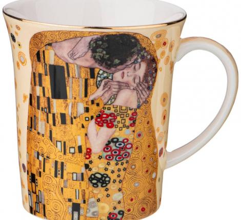 Набор кружек 2 шт. "ПОЦЕЛУЙ" (Г. КЛИМТ), 420 мл (кремовый-серый)