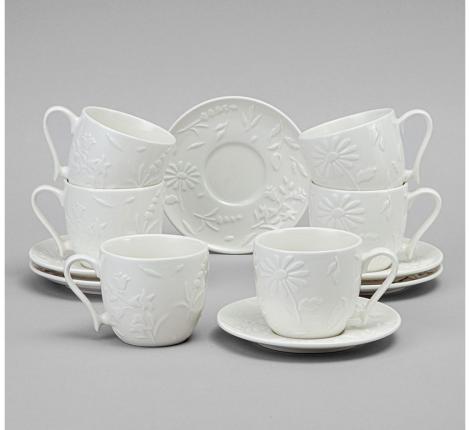 Чайный набор "FLOWERS STORY" на 6 персон, 12 предметов (220 мл)