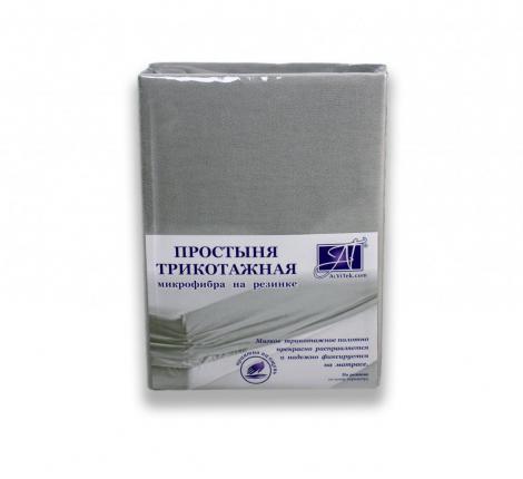 Простыня трикотажная на резинке "АльВиТек" Микрофибра 180х200х25, Серый
