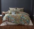 Постельное белье "Kazanov.A." Колибри Каллиопа (олива золото) Велюр/Egypt Cotton, Евро