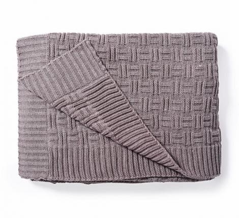 Плед вязаный "ШАХМАТЫ" 180x200, капучино