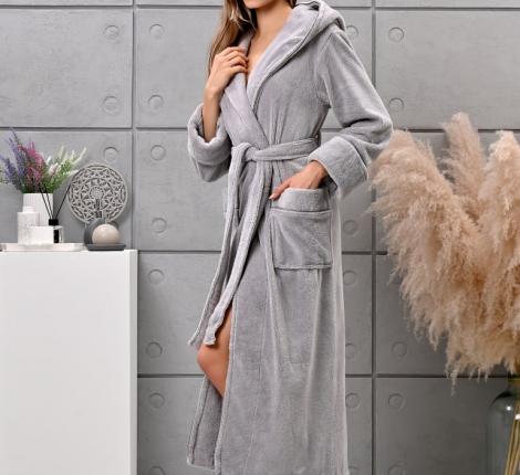 Халат женский трига шалька "AMBIELLA A-1295" светло-серый, L/XL