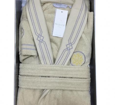 Халат мужской махровый Maison D'or "ELEGANZE MARINE" бежевый, 3XL(54)/4XL(56)