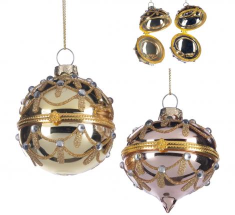 Шары-шкатулки 2 шт. "GOODWILL" (золото и шампань), диаметр 8 см