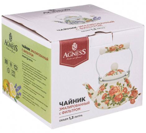Чайник эмалированный со съёмным фильтром "КОРЕЙСКАЯ РОЗА", 1,3 л