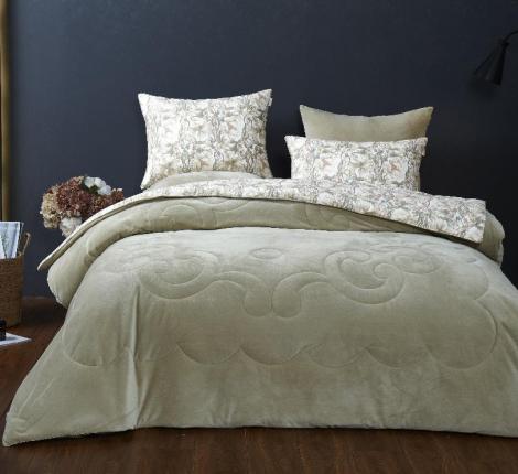 Постельное белье с одеялом "Kazanov.A." Верде (олива жемчуг) Велюр/Egypt Cotton, Евро