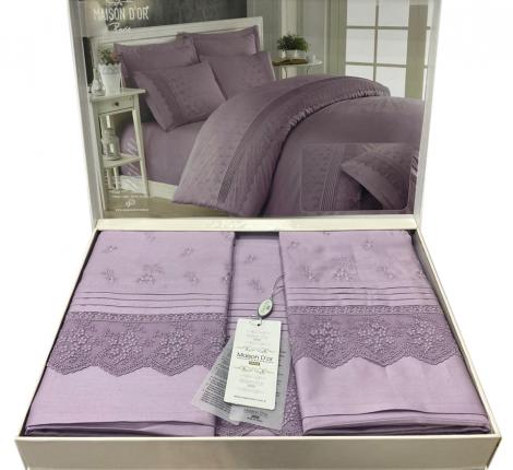 Постельное бельё &quot;Maison D'or JNDILA Сатин с вышивкой евро, фиолетовый
