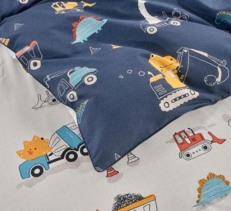 Постельное белье детское "Sofi de Marko" Диноленд (синий) Сатин, 1,5 спальный