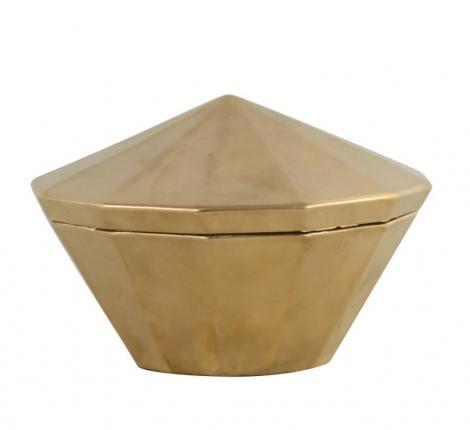 Ваза с крышкой низкая "CAIRO" (золотой) керамика, высота 13 см