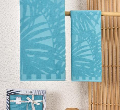 Комплект махровых полотенец "METEOR" (50x90/70х140) 2 шт. PATAYA, бирюзовый