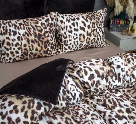 Постельное белье с одеялом "Kazanov.A." Барс (жемчужный трюфель) Велюр/Egypt Cotton, Семейный