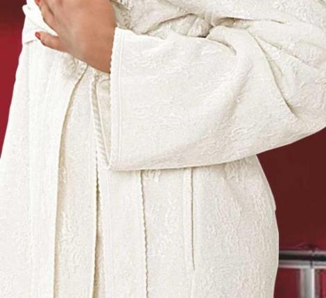 Халат женский махровый с капюшоном Maison D'or "PHUL" (кремовый), XL(50)-XXL(52)