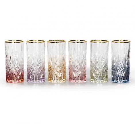 Набор стаканов 6штук "MELODY GOLD TUMBLER" хрусталь, высота 15 см