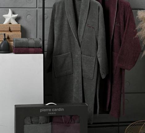 Набор "PIERRE CARDIN HOME" (2 халата, 2 полотенца 50х90), сирень-серый