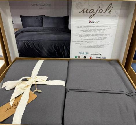 Постельное бельё "MAJOLİ" Stonewashed SOLİD Варёный хлопок, 1,5 спальный