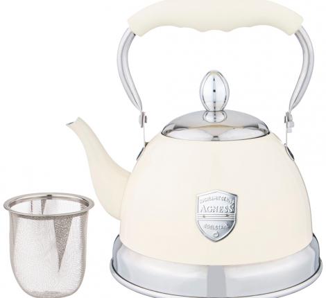 Чайник со свистком и складывающейся ручкой "ТЮДОР", 1,0 л (кремовый)