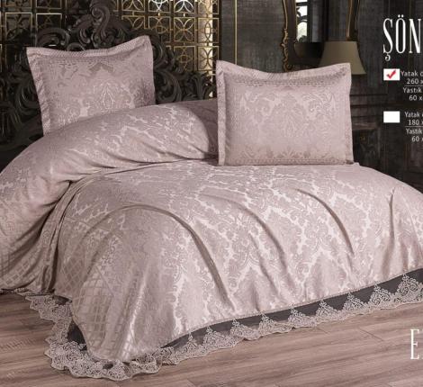 Покрывало жаккардовое EFOR "ELISA" 260х260, темно-кремовый