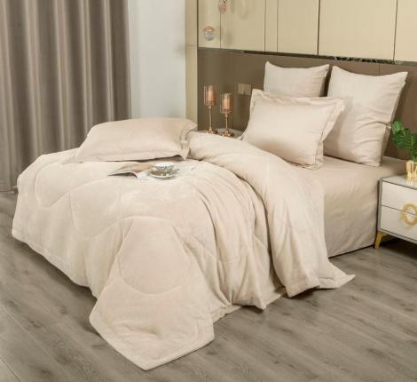 Постельное белье с одеялом "Kazanov.A." Lindor Fluffy (кремовый) Велюр/Egypt Cotton, Евро