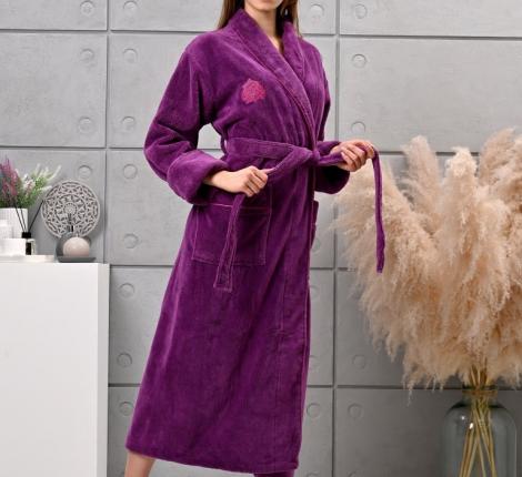 Халат женский трига с капюшоном "AMBIELLA A-1215" лиловый, L/XL