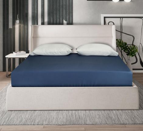 Простыня на резинке Sharmes "Bamboo" 90х200, темно-синий