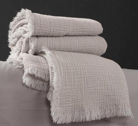 Постельное белье с покрывалом "Kazanov.A." Stonewash Muslin (серебро жемчуг) Муслин, Евро