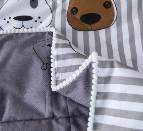 Постельное белье с одеялом детское "Sofi de Marko" Собачки (белый) Сатин, 1,5 спальный