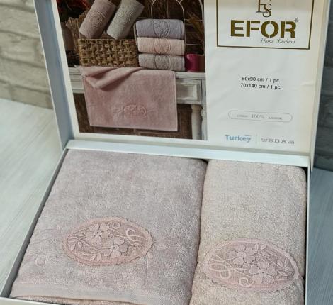 Набор махровых полотенец EFOR &quot;MOTIF GUPUR&quot; (50*90,70*140), сухая роза 