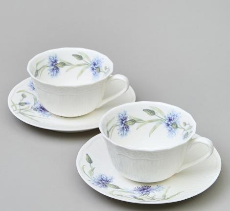 Чайный набор "ВАСИЛЬКИ" на 2 персоны, 4 предмета (330 мл)