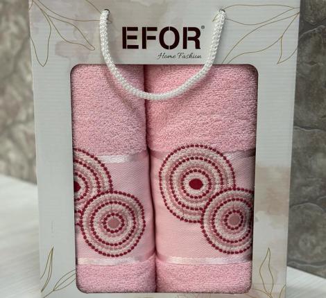 Набор махровых полотенец EFOR &quot;NOKTALI DAIRE&quot; (50*90, 70*140), розовый