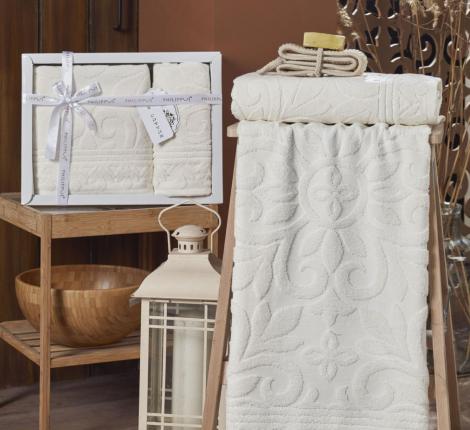 Комплект махровых полотенец "PHILIPPUS" (50x90/70х140) 2 шт. EDNA, кремовый