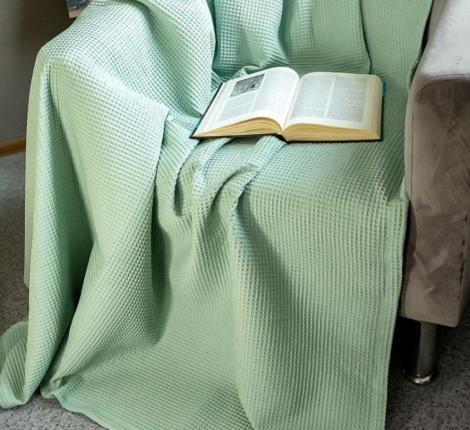 Покрывало вафельное Valtery 160х230, ментоловое