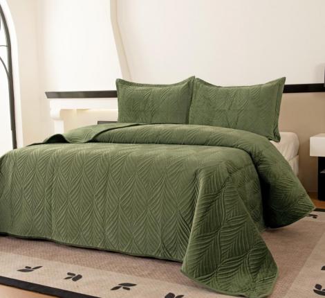 Покрывало "Sofi de Marko" Таира (хаки) Велюр, 240х260