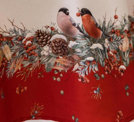 Скатерть круглая с пропиткой SANTALINO "МОРОЗКО.СНЕГИРИ" 150 см, красный