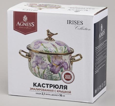 Кастрюля эмалированная с крышкой AGNESS "ФЛАНДРИЯ", 2,1 л