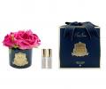 Букет ароматизированный из 5 роз "COTE NOIRE" (ярко-розовый), черная ваза серебро, 2 спрея по 5 мл