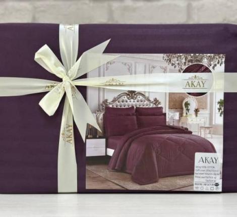 Постельное бельё AKAY SATEN (фиолетовый), 1,5 спальный