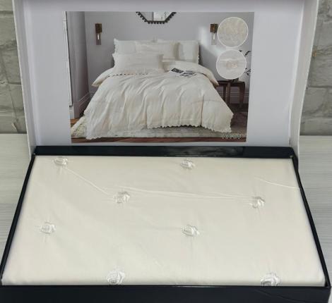 Постельное белье с гипюром EFOR "роза" "COTTONI АА-04" Поликоттон, Евро.