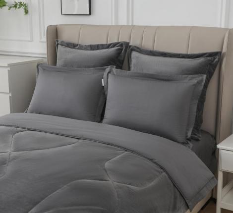 Постельное белье с одеялом "Sofi de Marko" Энрике (антрацит) Велюр, 1,5 спальный