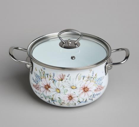 Набор эмалированных кастрюль с крышкой "ДВОРЦОВЫЙ ПАРК", на 4 предмета