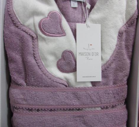 Халат женский махровый с тапочками Maison D'or "MONIQUE KALPLI" (фиолетовый), XL(50)-XXL(52)