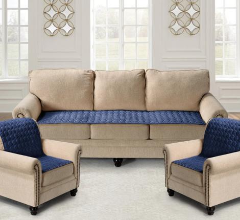 Комплект накидок &quot;Karteks&quot; на диван 90х210 и два кресла 90х160 Соты, синий