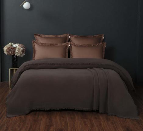 Постельное белье с покрывалом "Kazanov.A." Stonewash Muslin (брауни охра) Муслин, Евро