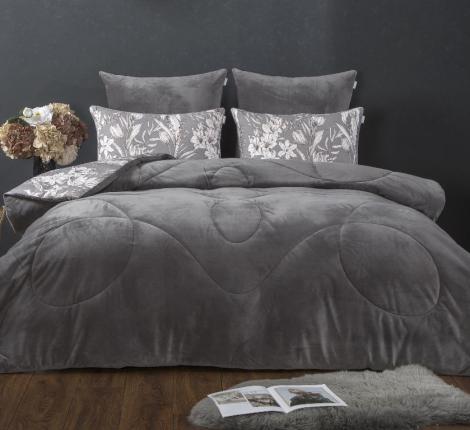 Постельное белье с одеялом "Kazanov.A." Ливви (графит капучино) Велюр/Egypt Cotton, Евро