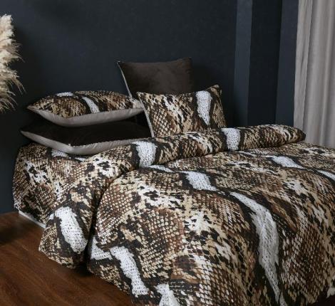 Постельное белье с одеялом "Kazanov.A." Питон (капучино бежевый) Велюр/Egypt Cotton, Евро