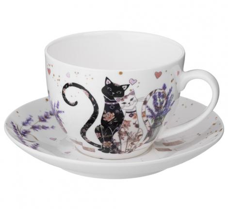 Чайный набор "ЛАВАНДОВЫЕ КОТЫ" на 2 персоны, 4 предмета (275 мл)