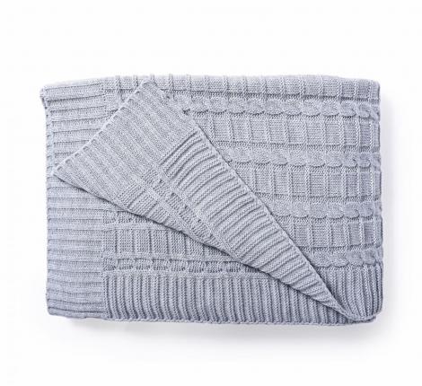 Плед вязаный "КОСЫ" 180x200, сумерки